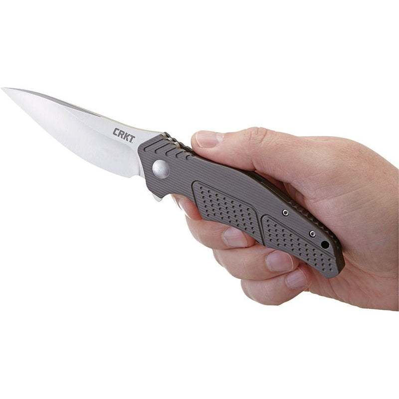 CRKT Outrage Linerlock Folding Knife 3.5" 8Cr13MoV Steel Drop Point Blade Gray Aluminum Handle K320GXP -CRKT - Survivor Hand Precision Knives & Outdoor Gear Store