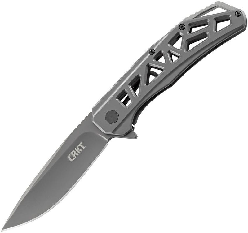 CRKT Gusset Folding Knife 3.5" Gray TiNi Coated 8Cr13MoV Steel Drop Point Blade 2Cr13 Steel Handle K330GGP -CRKT - Survivor Hand Precision Knives & Outdoor Gear Store