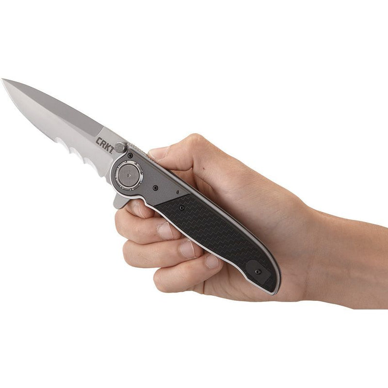 CRKT M40 Deadbolt Lock Folding Knife 4" Veff Serrated 1.4116 Steel Spear Point Blade GRN Handle M4015 -CRKT - Survivor Hand Precision Knives & Outdoor Gear Store