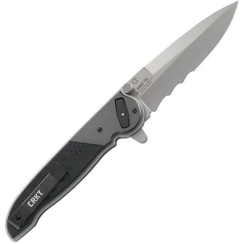 CRKT M40 Deadbolt Lock Folding Knife 4" Veff Serrated 1.4116 Steel Spear Point Blade GRN Handle M4015 -CRKT - Survivor Hand Precision Knives & Outdoor Gear Store