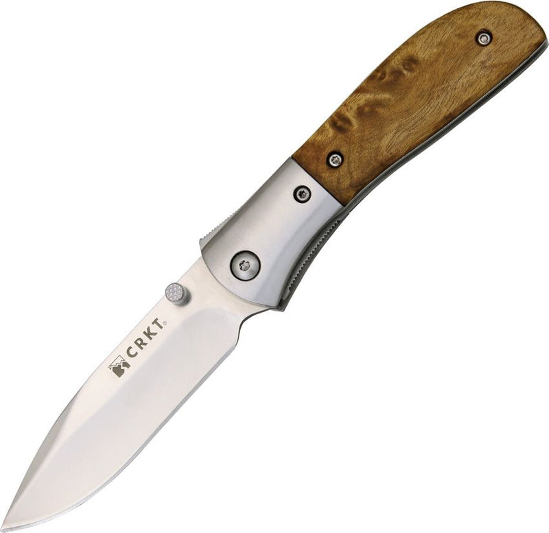 CRKT Carson M4 Scales A/O Folding Knife 3.13" 8Cr13MoV Steel Drop Point Blade Burl Wood Handle M402W -CRKT - Survivor Hand Precision Knives & Outdoor Gear Store