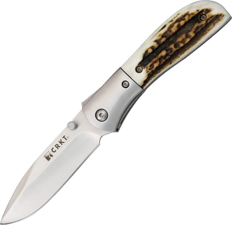 CRKT Carson M4 A/O Folding Knife 3.13" 8Cr13MoV Steel Drop Point Blade Elk Stag Handle M402S -CRKT - Survivor Hand Precision Knives & Outdoor Gear Store