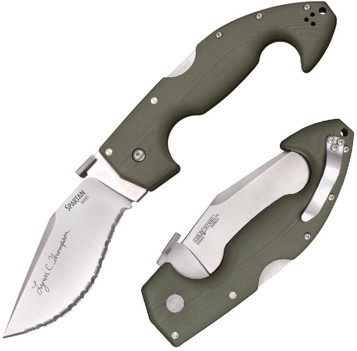 Cold Steel Spartan Folding Knife 4.5" S35VN Steel Blade Green G10 Handle 21STAA -Cold Steel - Survivor Hand Precision Knives & Outdoor Gear Store