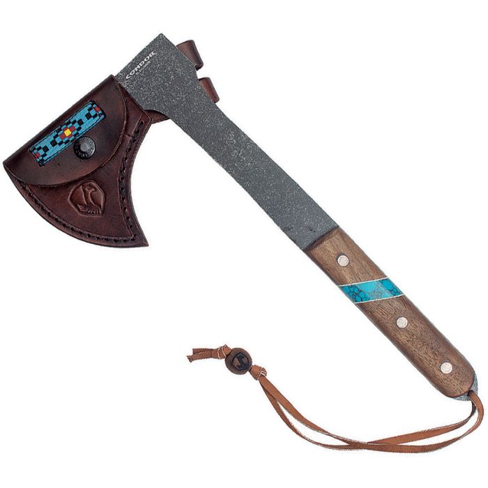 Condor Blue River Tomahawk 5.5" 1075HC Steel Axe Head Walnut/Turquoise Handle 2826HC -Condor - Survivor Hand Precision Knives & Outdoor Gear Store