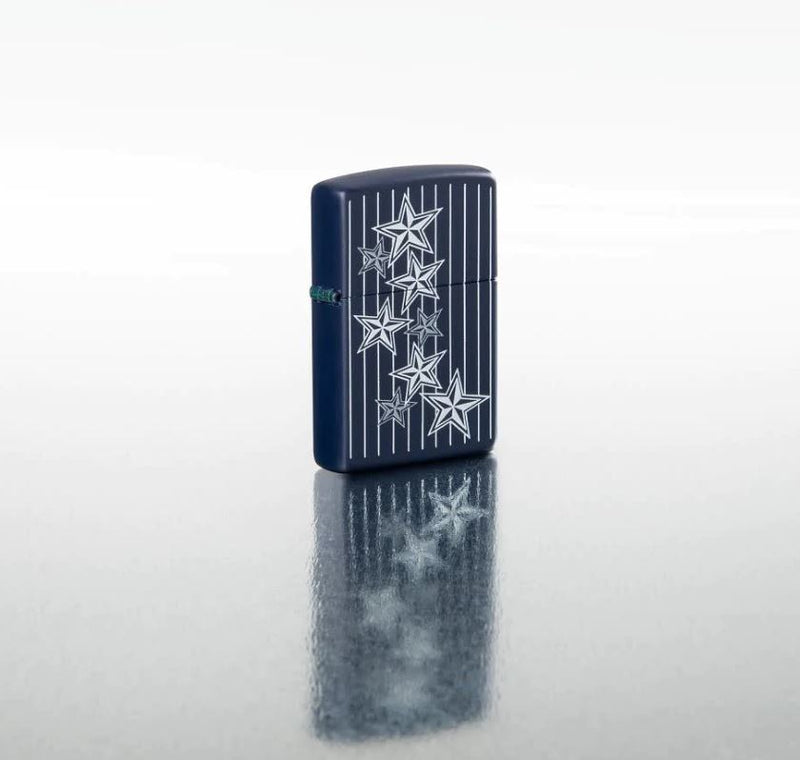 Zippo Star Lighter Navy Matte All Metal Construction Dimensions: 2.25" x 1.5" 23779 -Zippo - Survivor Hand Precision Knives & Outdoor Gear Store