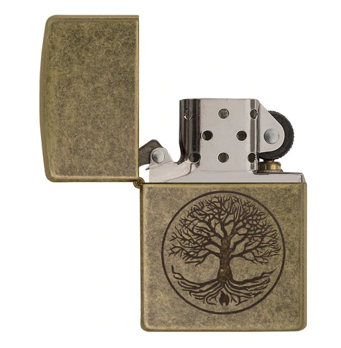 Zippo Lighter Tree of Life Dimensions: 1.44" x 2.25". Antique Brass Wind Resistant Lighting 11603 -Zippo - Survivor Hand Precision Knives & Outdoor Gear Store