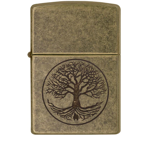 Zippo Lighter Tree of Life Dimensions: 1.44" x 2.25". Antique Brass Wind Resistant Lighting 11603 -Zippo - Survivor Hand Precision Knives & Outdoor Gear Store