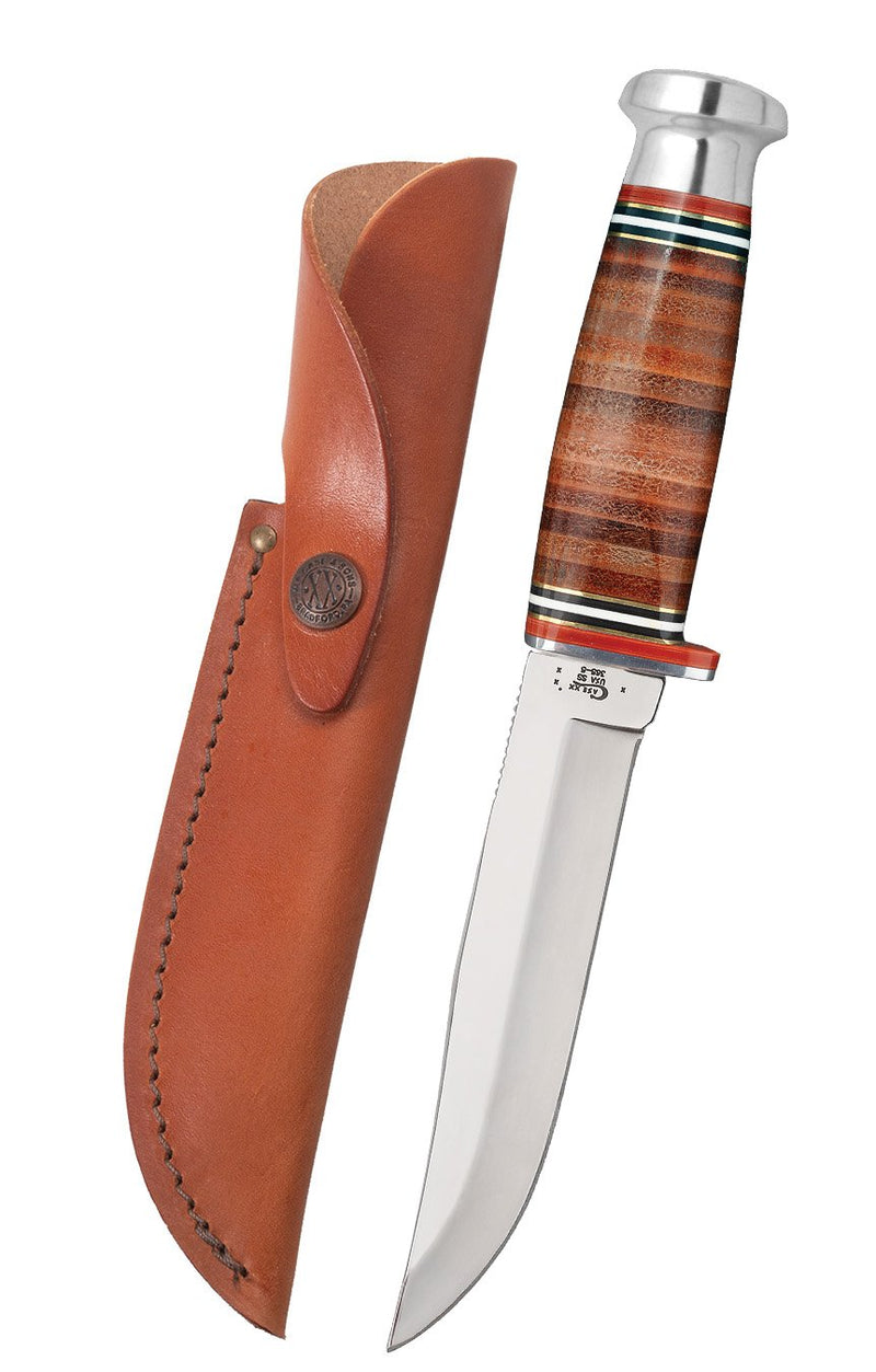 Case XX Combination Hunter Fixed Knife 5" Stainless Blade Stacked Leather Handle 10343 -Case Cutlery - Survivor Hand Precision Knives & Outdoor Gear Store