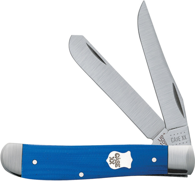 Case XX Cutlery Mini Trapper Pocket Knife Stainless Steel Blades Blue G10 Handle 16741 -Case Cutlery - Survivor Hand Precision Knives & Outdoor Gear Store