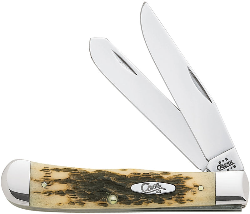 Case XX Cutlery Trapper Pocket Knife Carbon Steel Blades Amber Jigged Bone Handle 00163 -Case Cutlery - Survivor Hand Precision Knives & Outdoor Gear Store