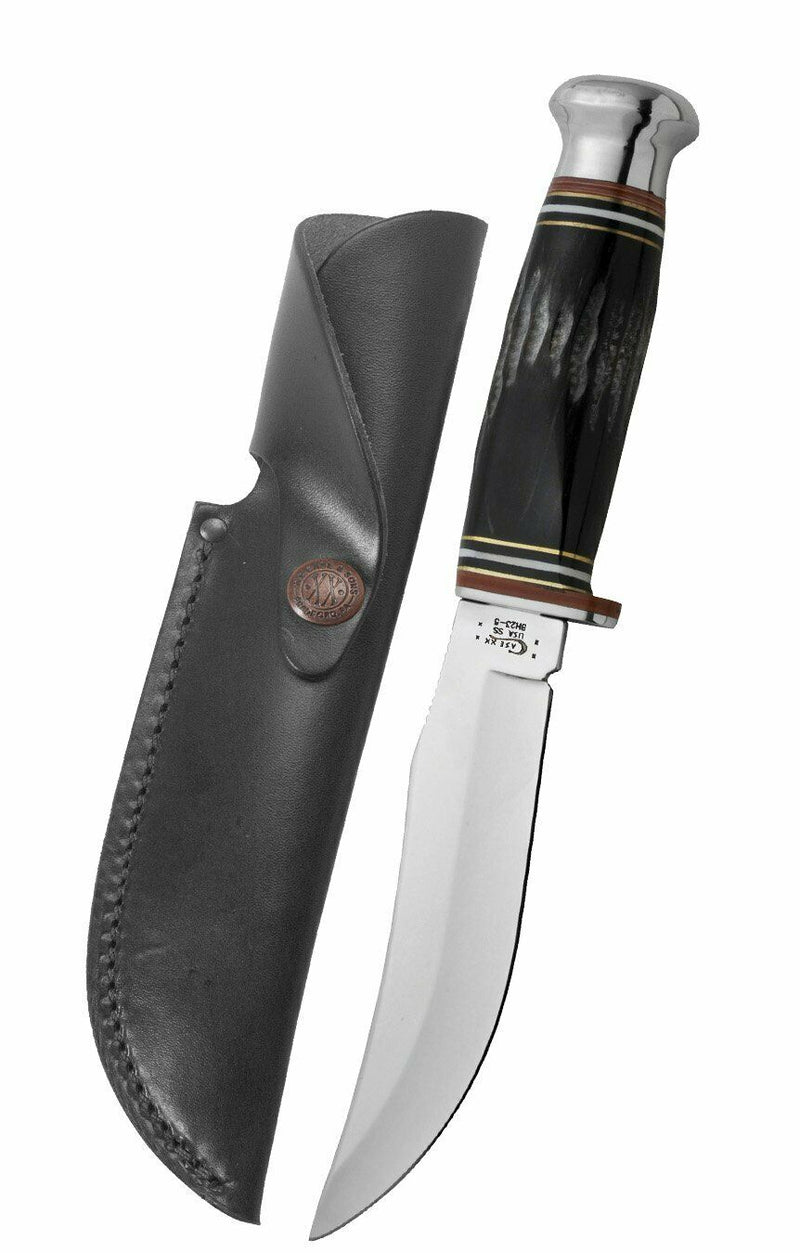 Case XX Hunter Fixed Knife 5" Stainless Steel Blade Black Buffalo Horn Handle 17915 -Case Cutlery - Survivor Hand Precision Knives & Outdoor Gear Store