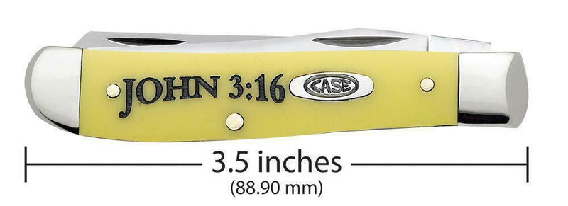 Case XX John 3:16 Mini Trapper Pocket Knife Stainless Blades Smooth Bone Handle 08850 -Case Cutlery - Survivor Hand Precision Knives & Outdoor Gear Store