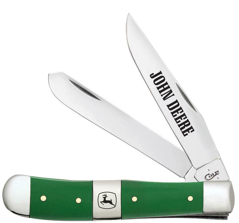 Case XX John Deere Trapper Pocket Knife Stainless Blades Green Synthetic Handle 15761 -Case Cutlery - Survivor Hand Precision Knives & Outdoor Gear Store