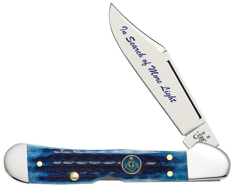 Case XX Masonic Mini Copperlock Folding Knife 2.72" Stainless Blade Blue Bone Handle 25531 -Case Cutlery - Survivor Hand Precision Knives & Outdoor Gear Store