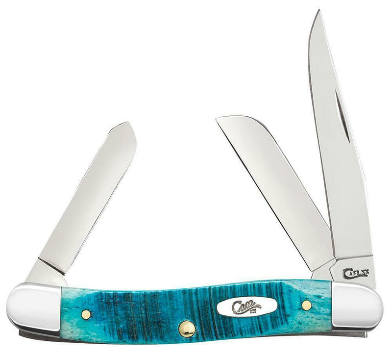 Case XX Medium Stockman Pocket Knife Stainless Blades Caribbean Blue Bone Handle 25597 -Case Cutlery - Survivor Hand Precision Knives & Outdoor Gear Store