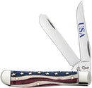 Case XX Mini Trapper Patriotic Pocket Knife Stainless Blades Natural Smooth Bone Handle 64135 -Case Cutlery - Survivor Hand Precision Knives & Outdoor Gear Store