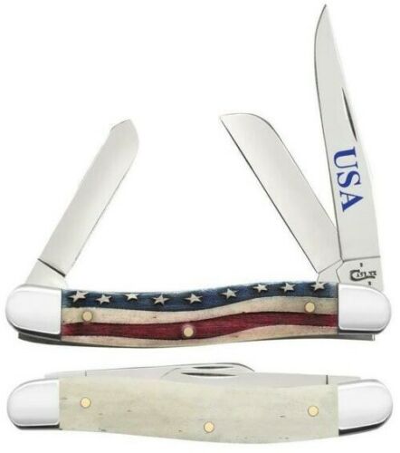 Case XX Patriotic Embellished Pocket Knife Stainless Blades Natural Smooth Bone Handle 64136 -Case Cutlery - Survivor Hand Precision Knives & Outdoor Gear Store