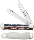 Case XX Patriotic Trapper Pocket Knife Stainless Steel Blades Natural Smooth Bone 64132 -Case Cutlery - Survivor Hand Precision Knives & Outdoor Gear Store