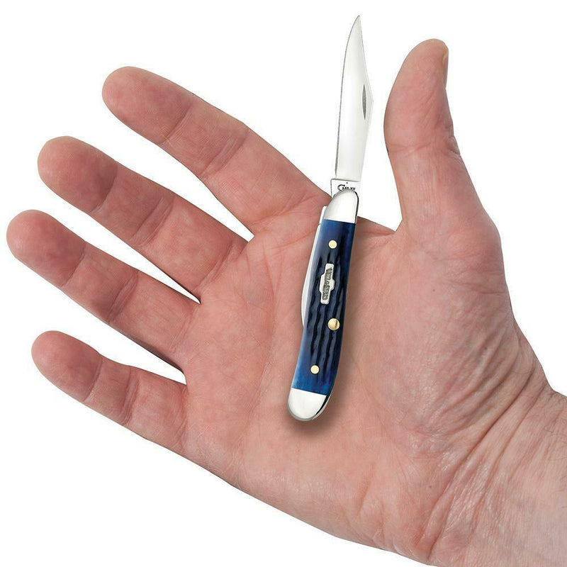 Case XX Peanut Pocket Knife Surgical Steel Blades Navy Blue Jigged Bone Handle 02802 -Case Cutlery - Survivor Hand Precision Knives & Outdoor Gear Store