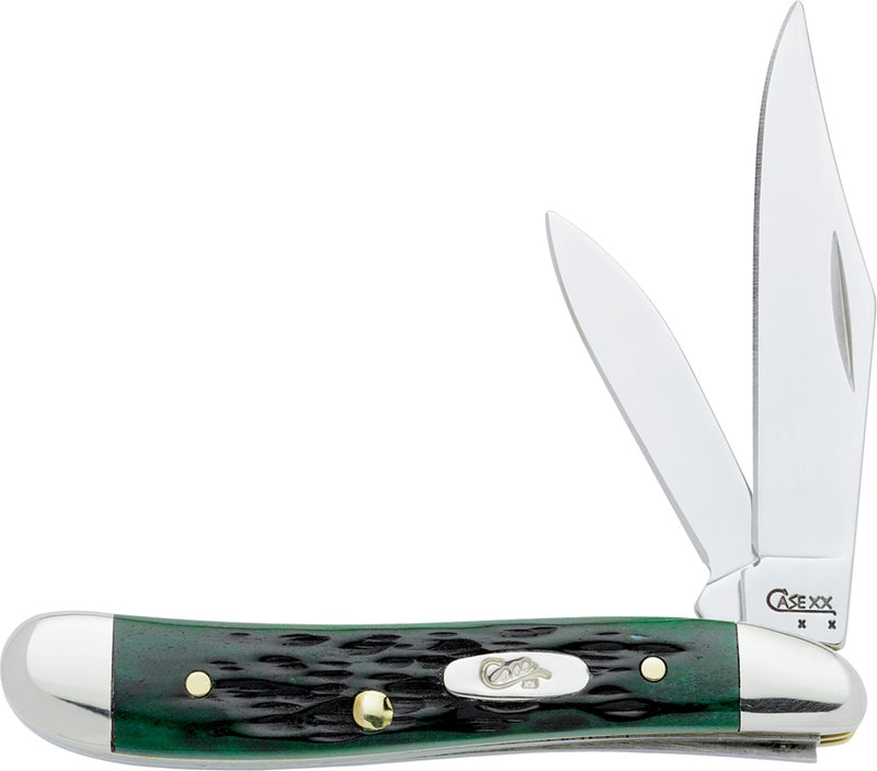 Case XX Peanut Pocket Knife Stainless Steel Blades Worn Bermuda Green Jigged Bone Handle 09726 -Case Cutlery - Survivor Hand Precision Knives & Outdoor Gear Store