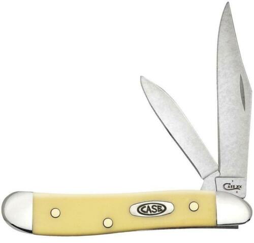 Case XX Peanut Pocket Knife Stainless Steel Blades Smooth Yellow Synthetic Handle 80030 -Case Cutlery - Survivor Hand Precision Knives & Outdoor Gear Store