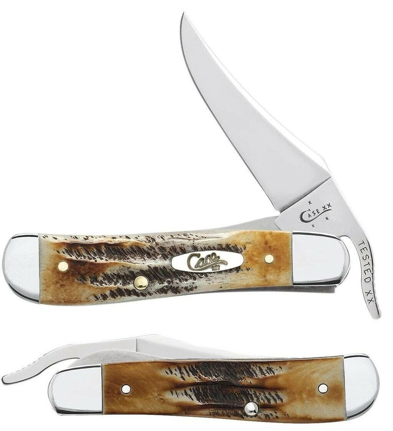Case XX Russlock Folding Knife 2.7" Stainless Blade Jigged Burnt Bonestag Handle 65303 -Case Cutlery - Survivor Hand Precision Knives & Outdoor Gear Store
