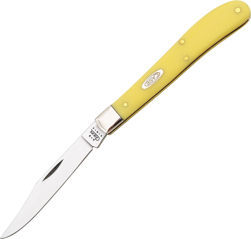 Case XX Slimline Trapper Folding Knife 3.25" Stainless Blade Yellow Synthetic Handle 80031 -Case Cutlery - Survivor Hand Precision Knives & Outdoor Gear Store