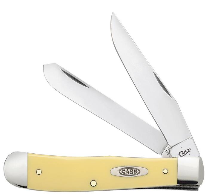 Case XX Trapper Pocket Knife Stainless Blades Smooth Yellow Synthetic Handle 80161 -Case Cutlery - Survivor Hand Precision Knives & Outdoor Gear Store