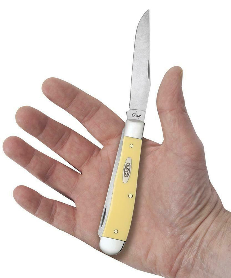 Case XX Trapper Pocket Knife Stainless Blades Yellow Smooth Syntheti Handle 81091 -Case Cutlery - Survivor Hand Precision Knives & Outdoor Gear Store