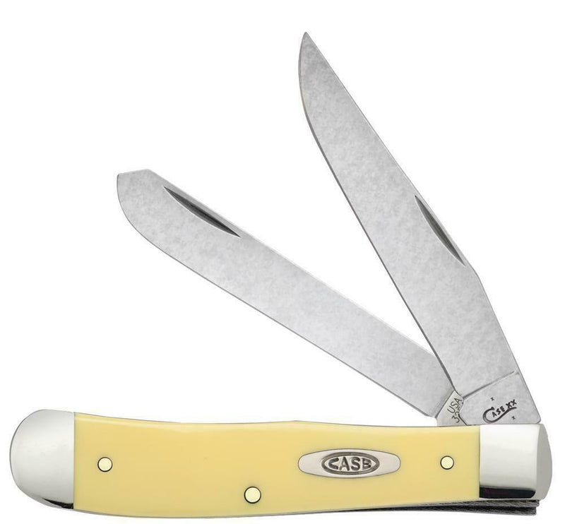 Case XX Trapper Pocket Knife Stainless Blades Yellow Smooth Syntheti Handle 81091 -Case Cutlery - Survivor Hand Precision Knives & Outdoor Gear Store