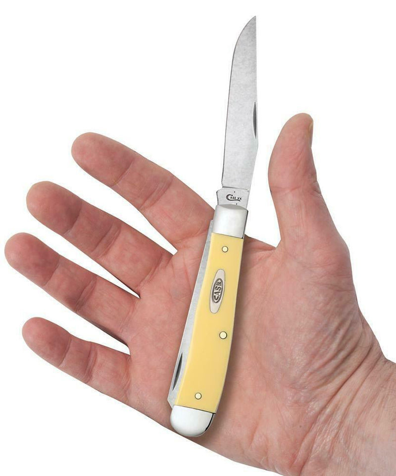 Case XX Trapper Pocket Knife Carbon Steel Blades Yellow Smooth Synthetic Handle 30114 -Case Cutlery - Survivor Hand Precision Knives & Outdoor Gear Store