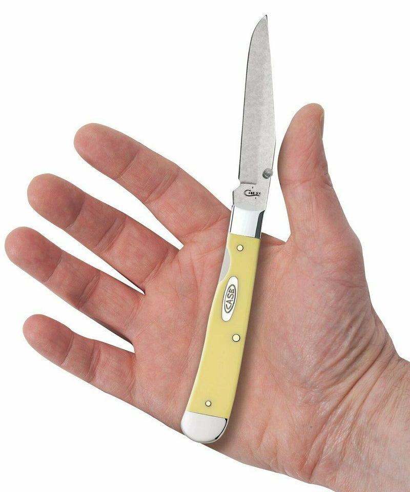 Case XX Trapperlock Folding Knife 3.25" Carbon Steel Blade Yellow Synthetic Handle 30111 -Case Cutlery - Survivor Hand Precision Knives & Outdoor Gear Store