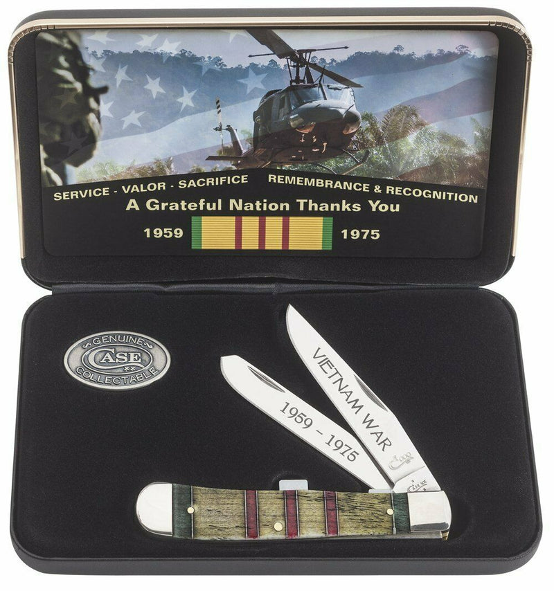 Case XX Vietnam War Trapper Gift Set Pocket Knife Stainless Blades Natural Bone Handle 22040 -Case Cutlery - Survivor Hand Precision Knives & Outdoor Gear Store