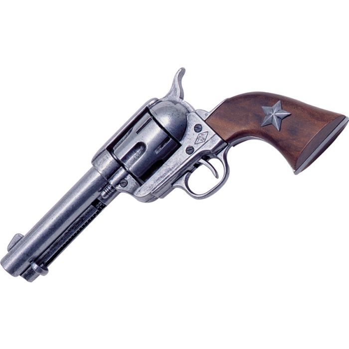 Denix 45 Peacemaker Replica Antique Gray Gun Metal Finish Barrel Wood Grips Feature Lone Star 1038 -Denix - Survivor Hand Precision Knives & Outdoor Gear Store