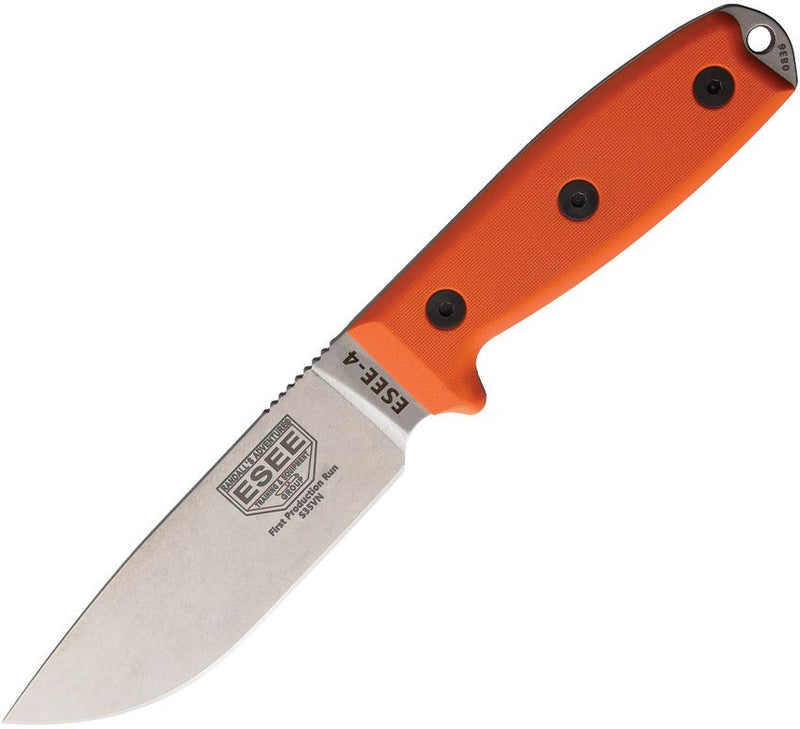 ESEE Model 4 Fixed Knife 4.5" S35VN Steel Drop Point Blade Orange G10 Handle 4PS35VOR -ESEE - Survivor Hand Precision Knives & Outdoor Gear Store