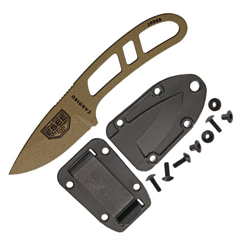 ESEE Candiru Kit Fixed Knife 2" Dark Earth Powder Coated 1095HC Steel Drop Point Blade One Piece Skeletonized Construction CANDEKIT -ESEE - Survivor Hand Precision Knives & Outdoor Gear Store