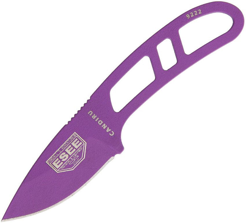 ESEE Candiru Kit Fixed Knife 2" Purple Powder Coated 1095HC Steel Drop Point Blade One Piece Skeletonized Construction CANPURPKIT -ESEE - Survivor Hand Precision Knives & Outdoor Gear Store