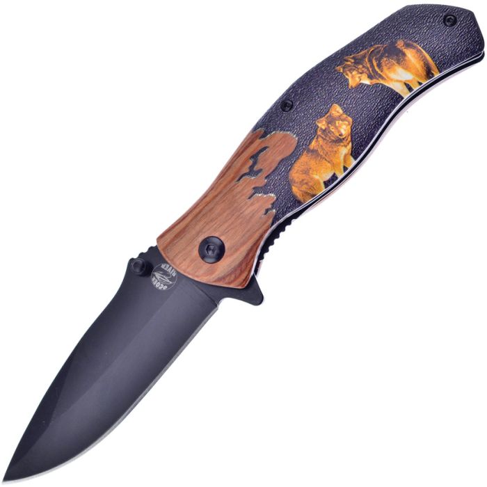 Frost Cutlery Wolf A/O Folding Knife 3.5" Stainless Steel Blade Pakkawood Handle 04W -Frost Cutlery - Survivor Hand Precision Knives & Outdoor Gear Store