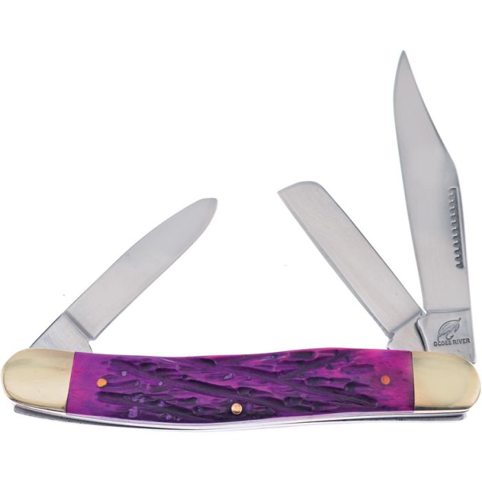 Frost Cutlery Stockman Pocket Knife Stainless Steel Blades Purple Bone Handle 066PJB -Frost Cutlery - Survivor Hand Precision Knives & Outdoor Gear Store