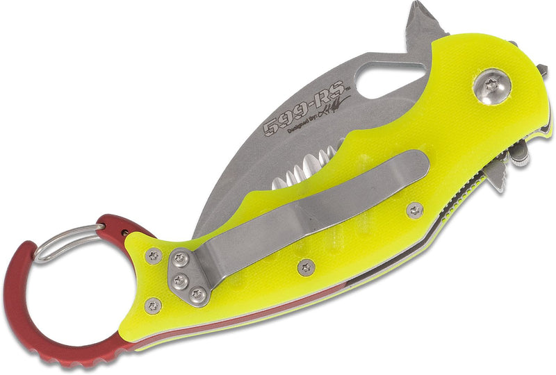 Fox Rescue Karambit Folding Knife 2.63" N690 Steel Blade Yellow G10 Handle 599RSY -Fox - Survivor Hand Precision Knives & Outdoor Gear Store