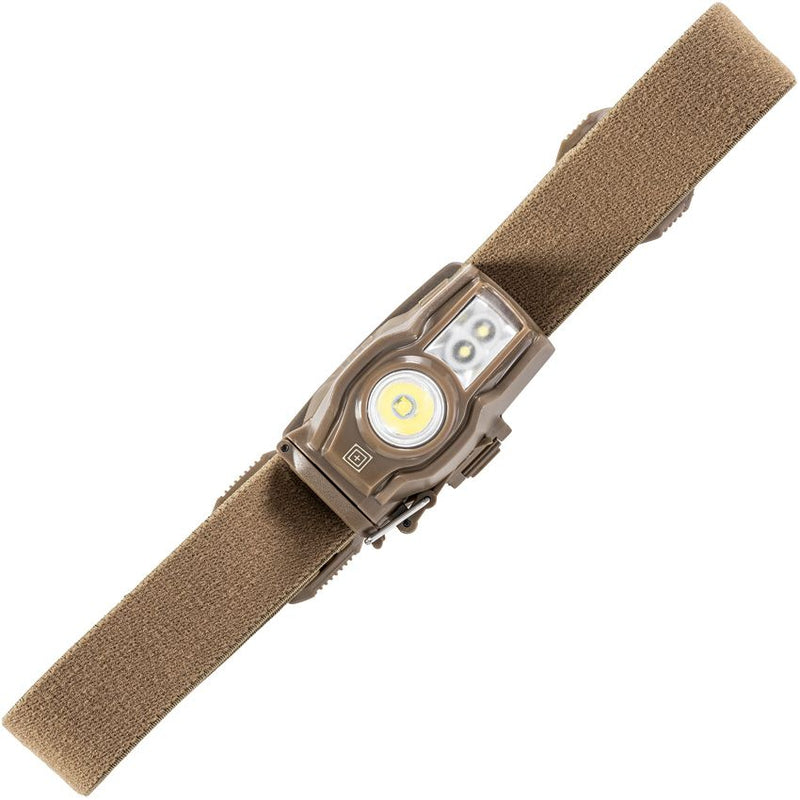 5.11 Tactical EDC HL2AAA Headlamp Kanga Water And Impact Resistant Tan Adjustable Head Strap With Polymer Construction 53420134 -5.11 Tactical - Survivor Hand Precision Knives & Outdoor Gear Store