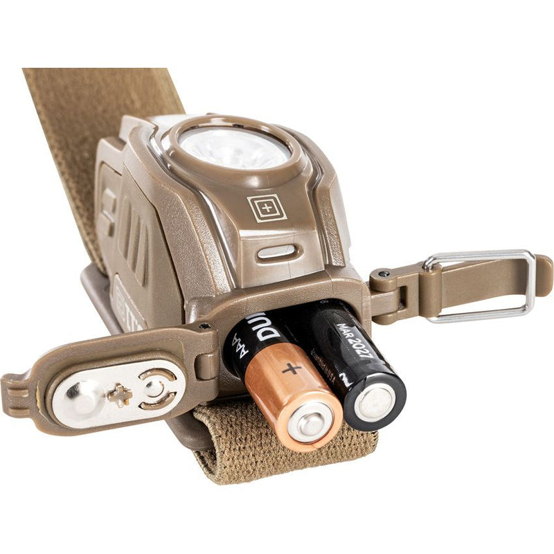 5.11 Tactical EDC HL2AAA Headlamp Kanga Water And Impact Resistant Tan Adjustable Head Strap With Polymer Construction 53420134 -5.11 Tactical - Survivor Hand Precision Knives & Outdoor Gear Store