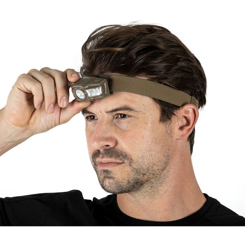 5.11 Tactical EDC HL2AAA Headlamp Kanga Water And Impact Resistant Tan Adjustable Head Strap With Polymer Construction 53420134 -5.11 Tactical - Survivor Hand Precision Knives & Outdoor Gear Store