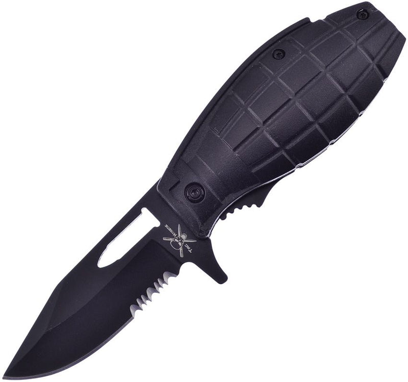 Frost Cutlery Grenade Linerlock A/O Folding Knife 2.75" Stainless Steel Blade Black ABS Handle X173B -Frost Cutlery - Survivor Hand Precision Knives & Outdoor Gear Store