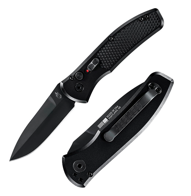 Gerber Empower Folding Automatic Knife 3.25" S30V Stainless Steel Blade Black Armored Grip Handle 1321 -Gerber - Survivor Hand Precision Knives & Outdoor Gear Store