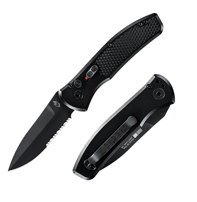 Gerber Empower Folding Automatic Knife 3.25" Part Serrated CPM S30V Steel Blade Aluminum Handle 1636 -Gerber - Survivor Hand Precision Knives & Outdoor Gear Store