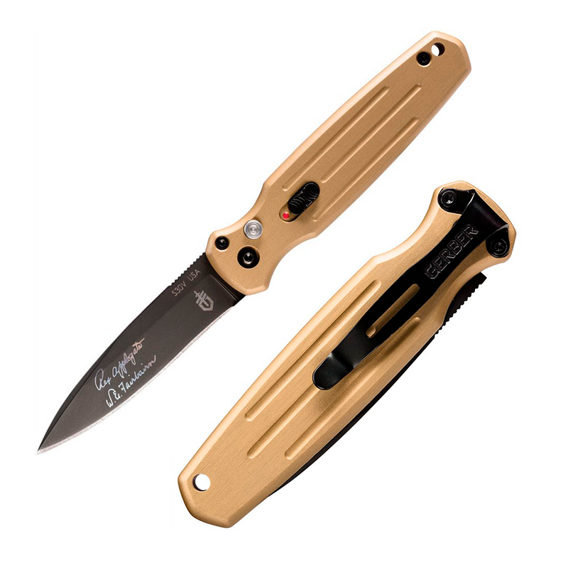 Gerber Mini Covert Folding Automatic Knife 2.88" CPM S30V Stainless Steel Blade Brown Anodized Aluminum Handle 1396 -Gerber - Survivor Hand Precision Knives & Outdoor Gear Store