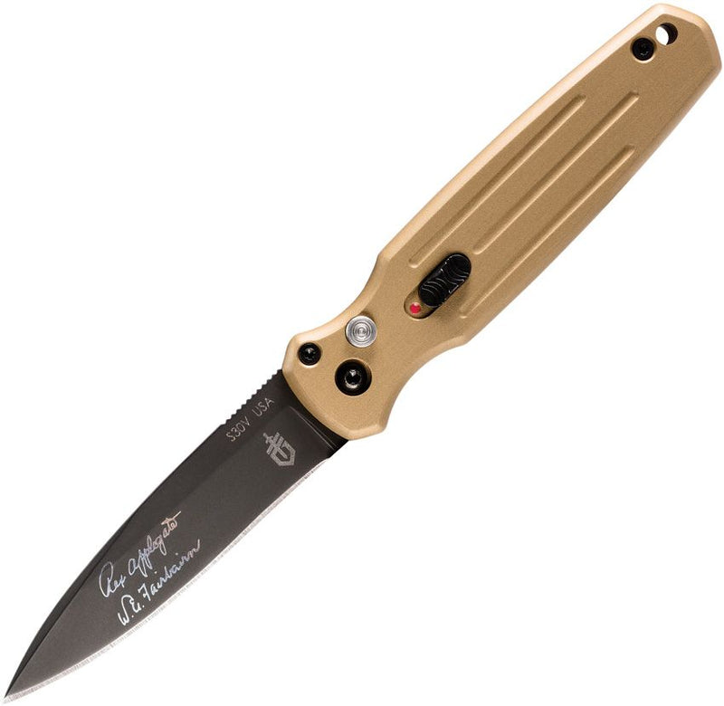 Gerber Mini Covert Folding Automatic Knife 2.88" CPM S30V Stainless Steel Blade Brown Anodized Aluminum Handle 1396 -Gerber - Survivor Hand Precision Knives & Outdoor Gear Store