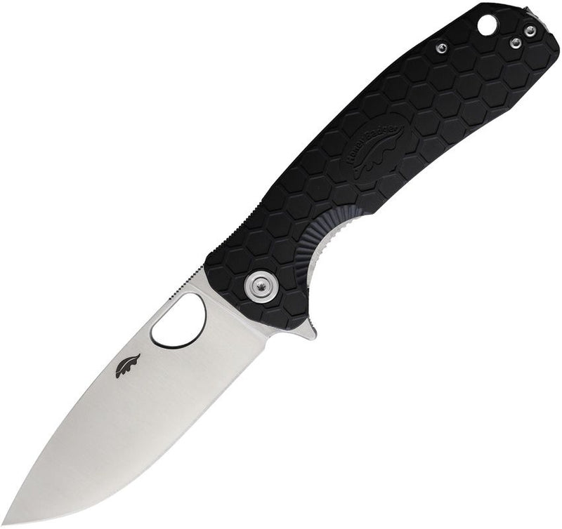 Honey Badger Knives Large Linerlock Folding Knife 3.63" D2 Tool Steel Drop Point Blade Black Textured GRN Handle 1008 -Honey Badger Knives - Survivor Hand Precision Knives & Outdoor Gear Store