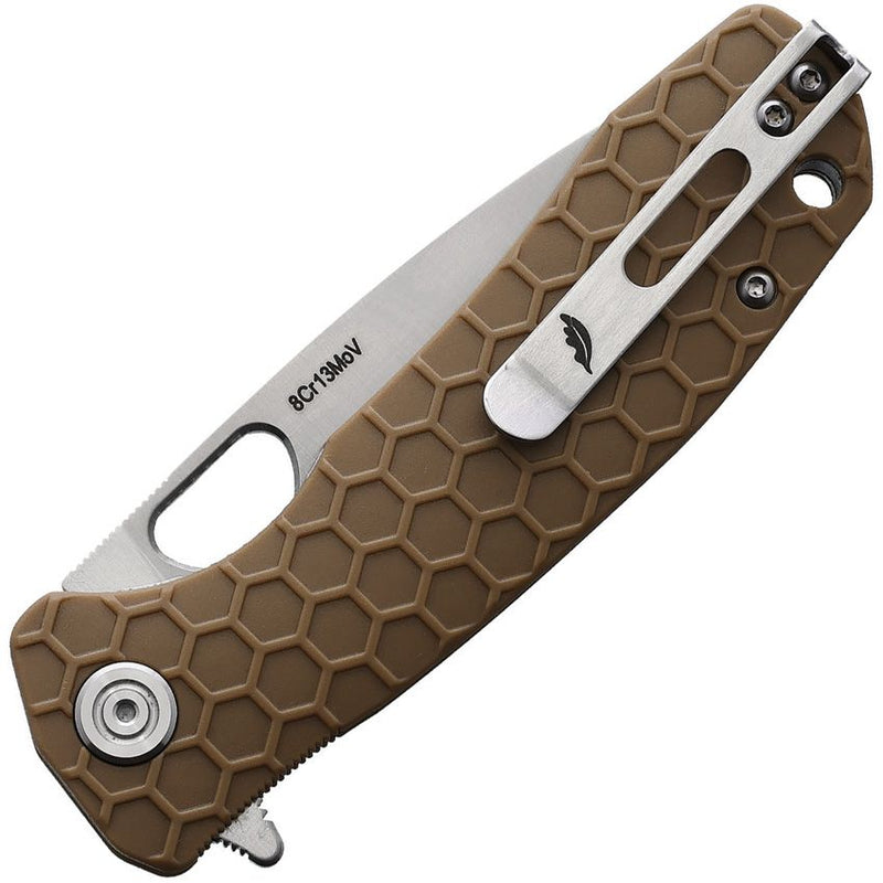 Honey Badger Knives Medium Linerlock Folding Knife 3.13" 8Cr13MoV Steel Drop Point Blade Tan Textured GRN Handle 1012 -Honey Badger Knives - Survivor Hand Precision Knives & Outdoor Gear Store